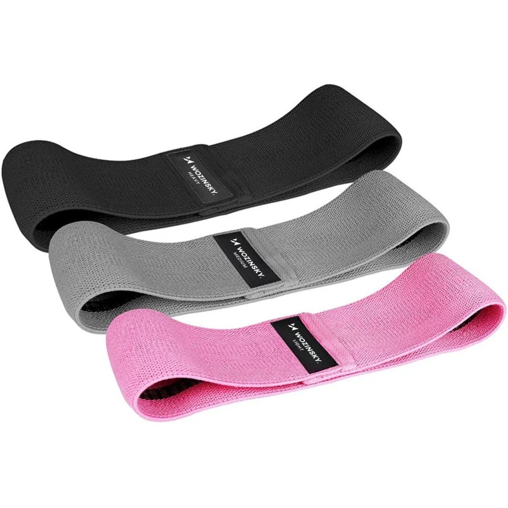 Benzile de rezistență pentru exerciții fitness Wozinsky din material textil, set de 3 piese