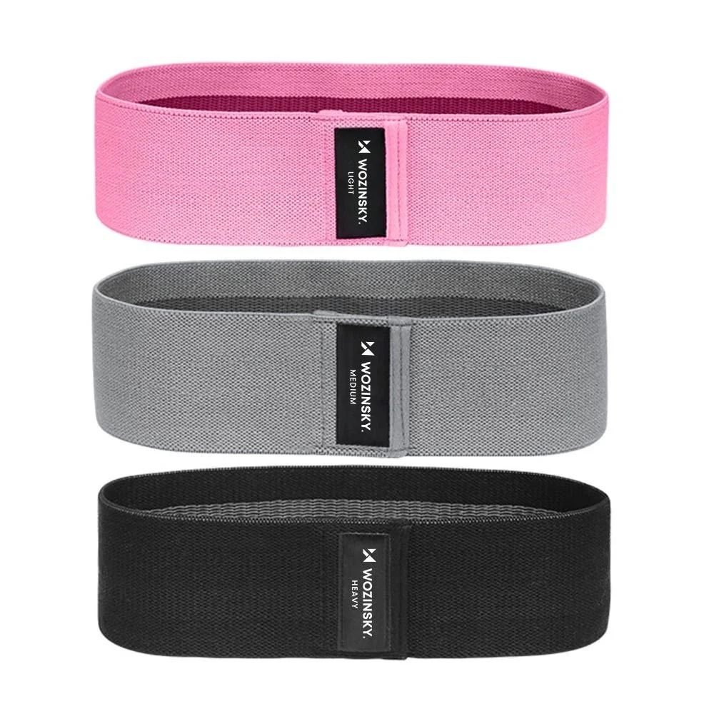 Benzile de rezistență pentru exerciții fitness Wozinsky din material textil, set de 3 piese