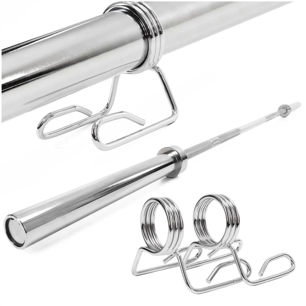 Bara olimpica pentru greutati 220 cm, diametru 50 mm, otel cromat, incarcare maxima 200 kg