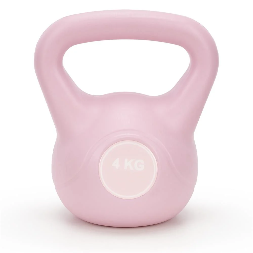 Kettlebell 4 kg, bitum cu invelis rezistent ABS, 18x21 cm, roz