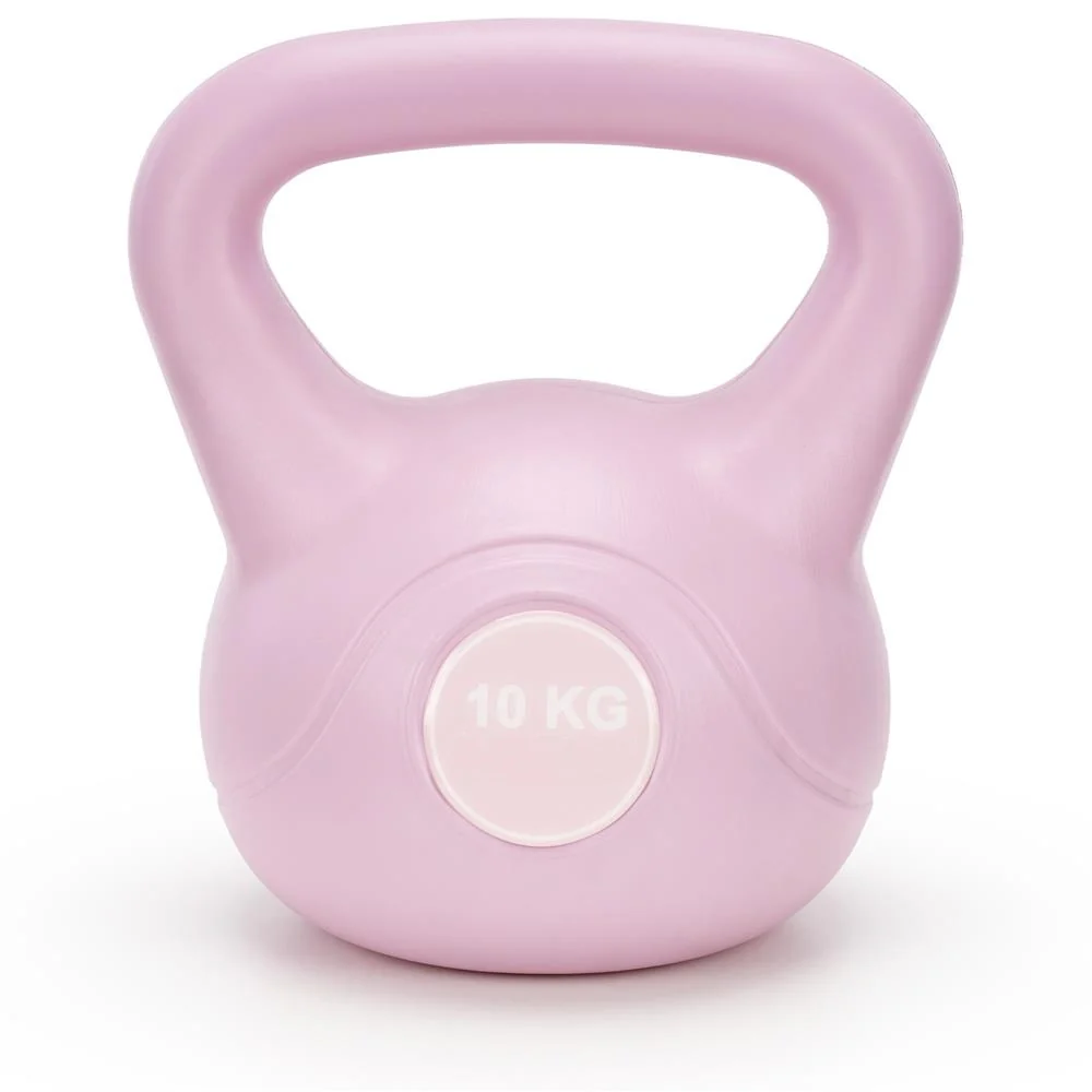 Kettlebell 10 kg, bitum cu invelis rezistent ABS, 25x27 cm, roz