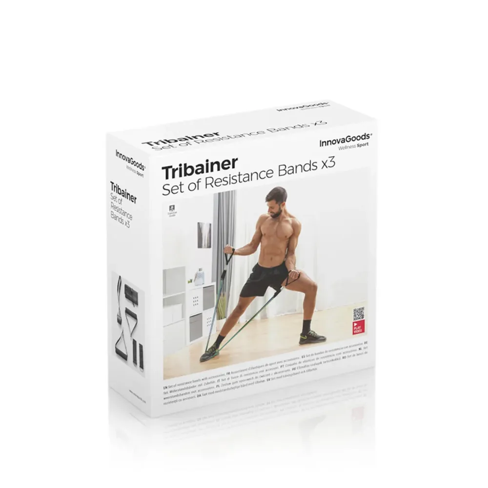 Set de benzi de rezistență cu accesorii și ghid de exerciții Tribainer InnovaGoods (pachet de 3)