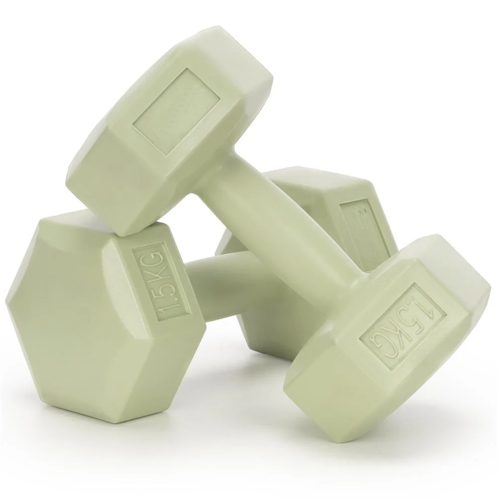 Set gantere hex 2x1,5 kg, bitum cu invelis rezistent PP, verde