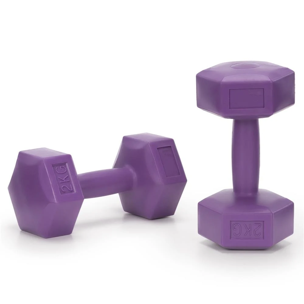 Set gantere hex 2x2 kg, bitum cu invelis rezistent PP, mov