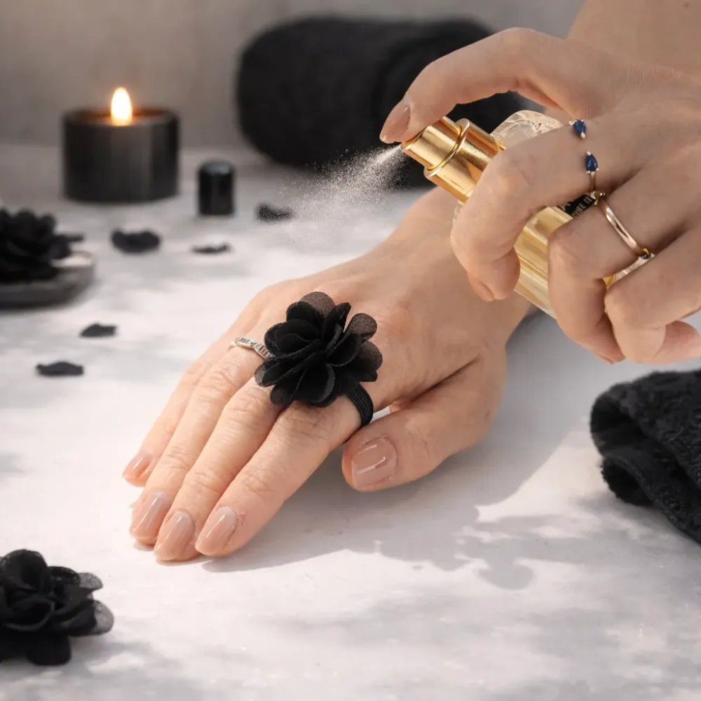 Inele Difuzoare de Șifon cu Parfum - Negru