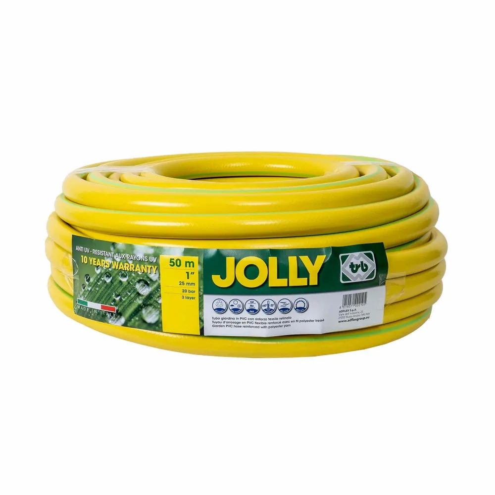 Furtun gradina, armat, cu insertie 1', lungime 50 metri, galben, flexibil, rezistent la radiatii UV si la frig / EXT 6053