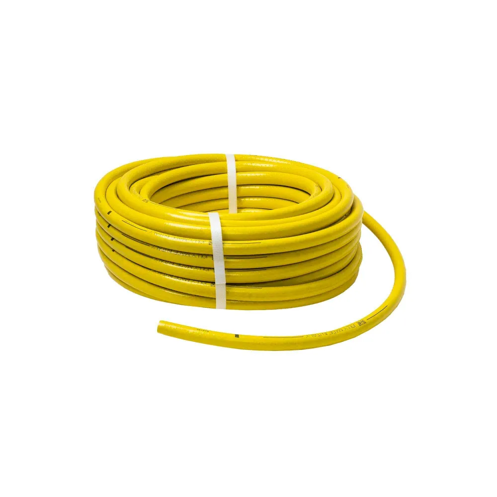 Furtun gradina, armat, cu insertie 1/2, lungime 25 metri, galben, flexibil, rezistent la radiatii UV si la frig / EXT 9663