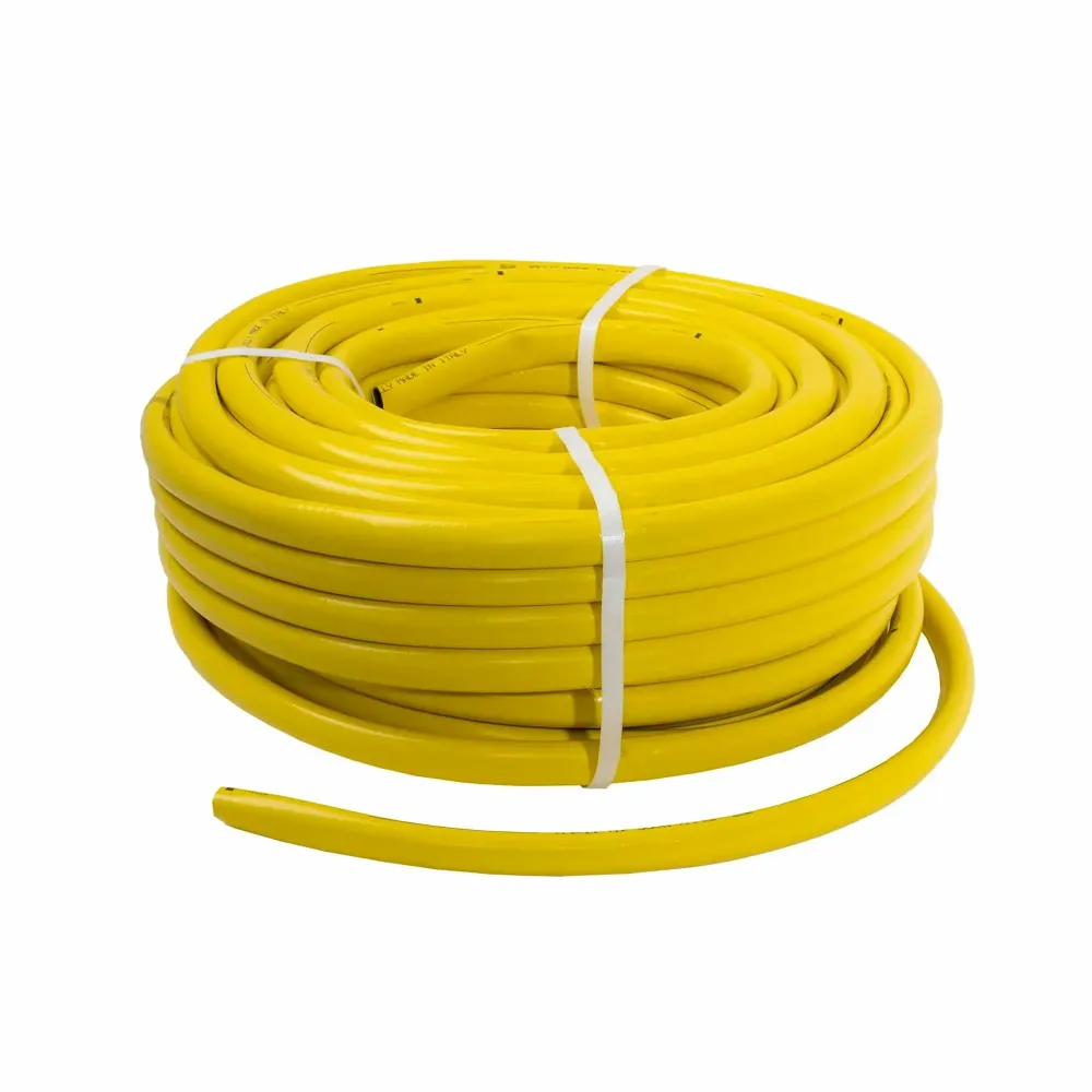 Furtun gradina, armat, cu insertie 3/4, lungime 50 metri, galben, flexibil, rezistent la radiatii UV si la frig / EXT 6052