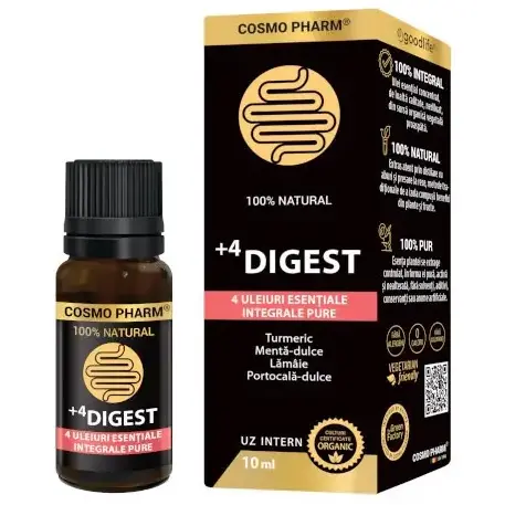 4Digest Mix de Uleiuri Esentiale (Turmeric, Menta, Lamaie, Portocala Dulce) 10ml COSMOPHARM