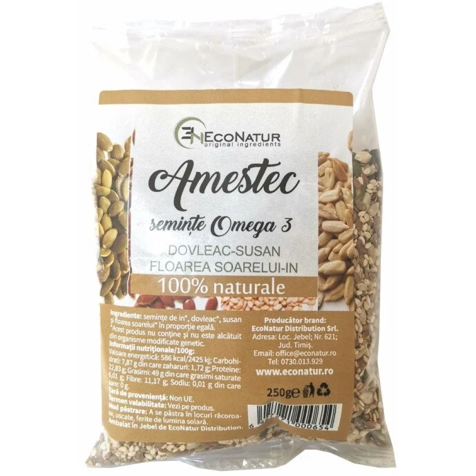 Amestec semințe bogate în Omega 3 250g EcoNatur