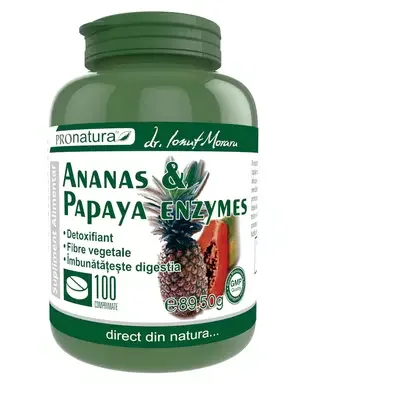 Ananas si Papaya enzymes 100 comprimate