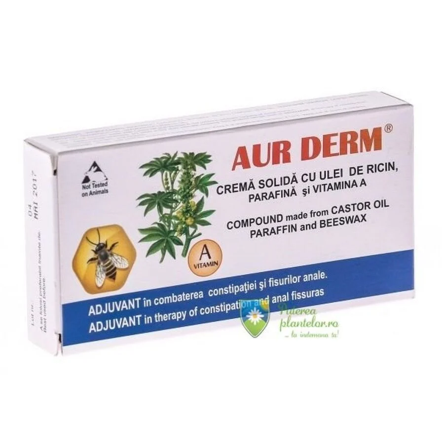 Aur Derm supozitoare ricin parafina vit 1,5 gr