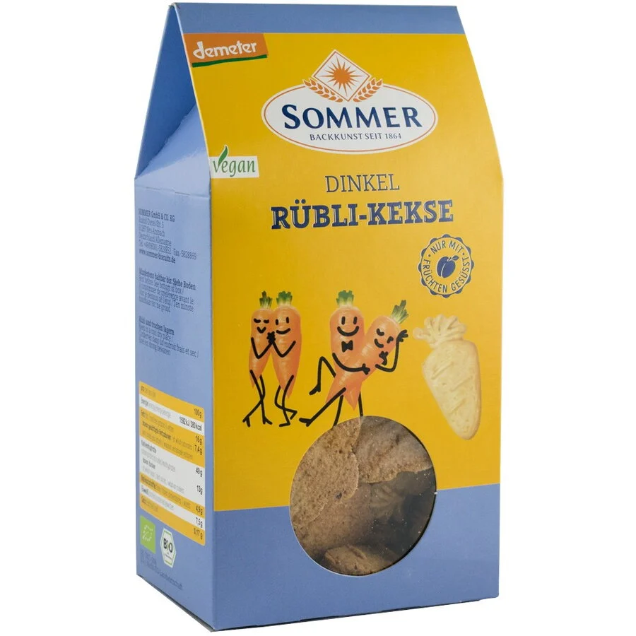 Biscuiti bio din grau spelta fara zahar, cu morcovi, Demeter 150 gr SOMMER