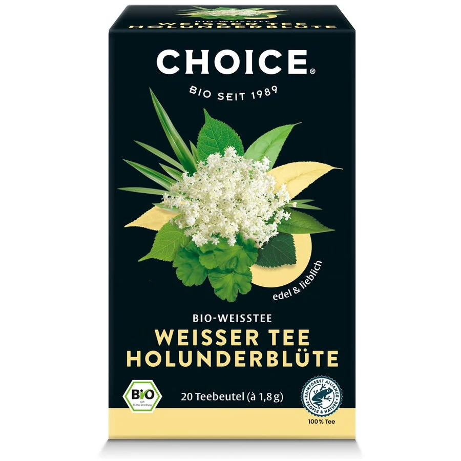 Ceai alb bio cu flori de soc, 20 pliculete 1.8g / 36.0g Choice®