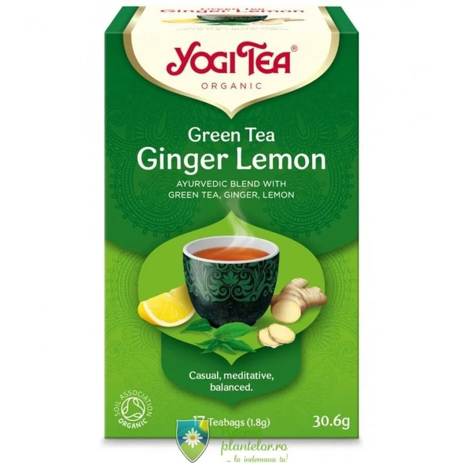 Ceai Bio Verde, Ghimbir si Lamaie Yogi Tea 30.6 gr (17 plicuri)
