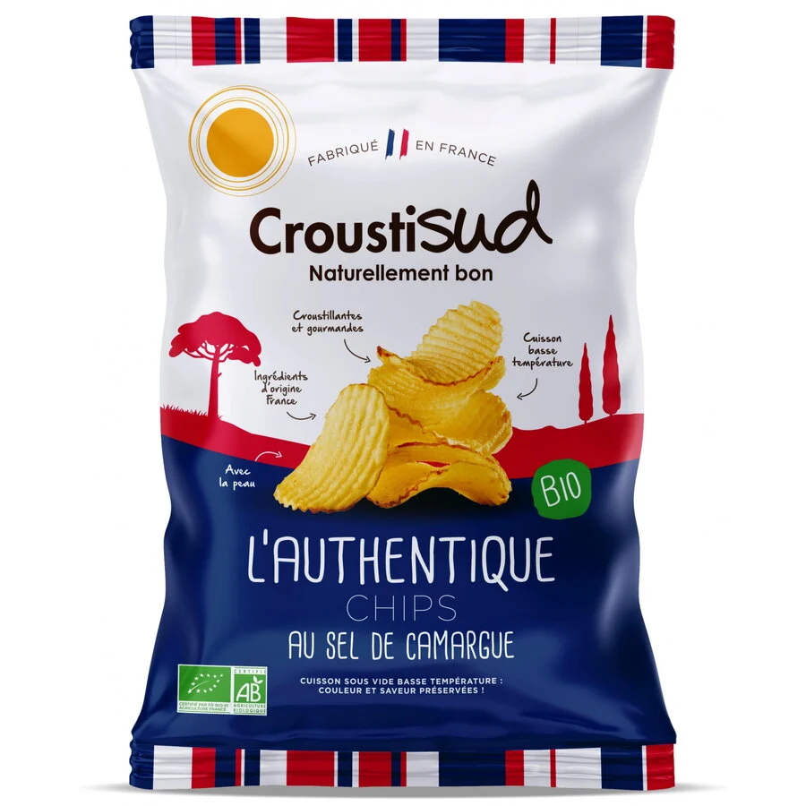 Chipsuri BIO din cartofi cu sare de Camargue Croustisud