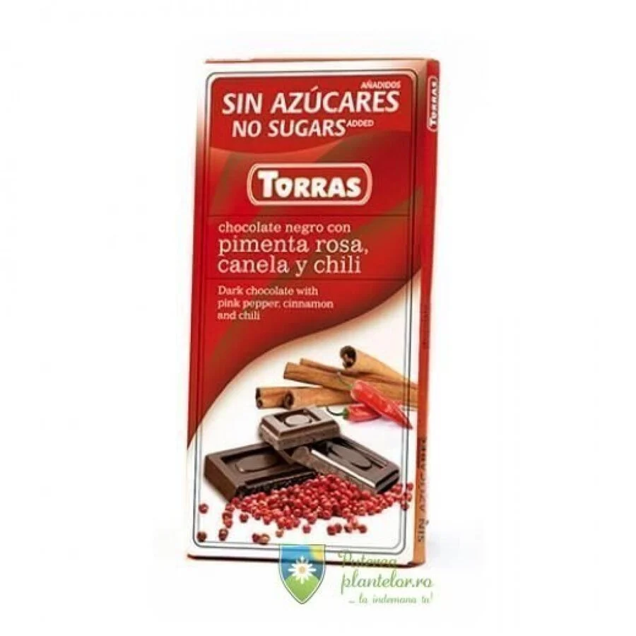 Ciocolata neagra cu piper rosu, scortisoara si chilli 75 gr