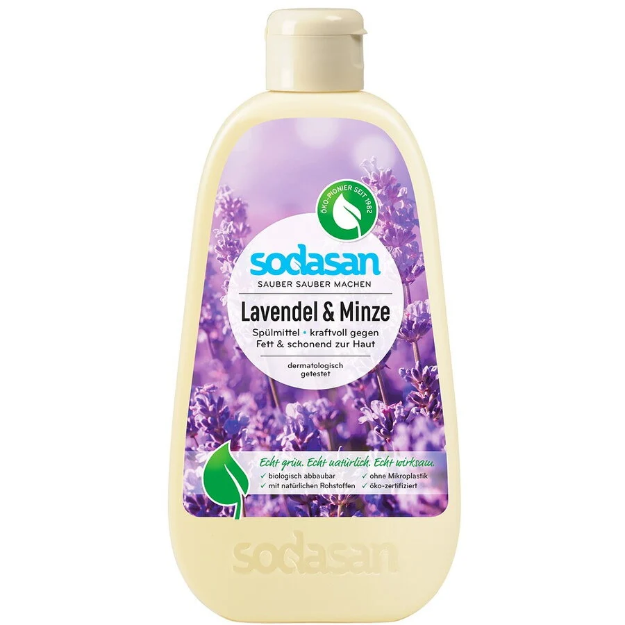 Detergent de vase lichid cu lavanda si menta Sodasan, 500ml