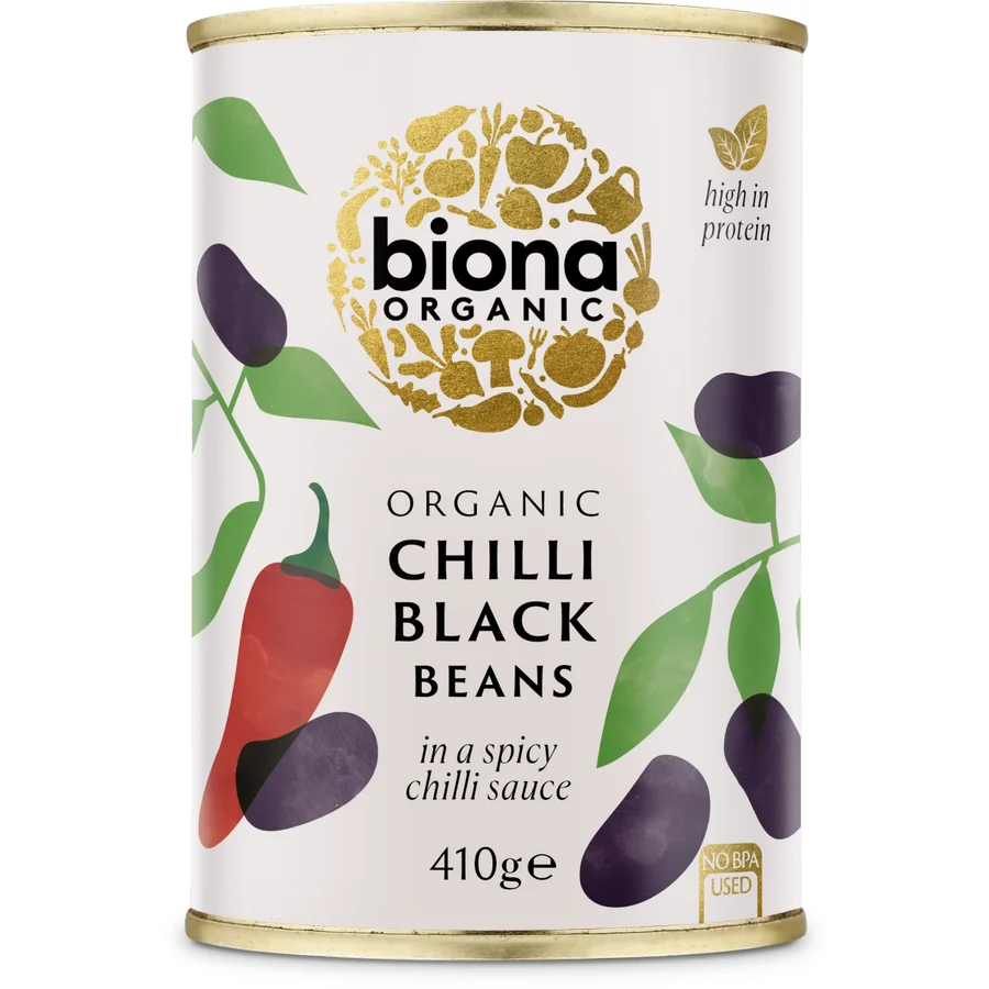 Fasole neagra sos chilli bio 410g