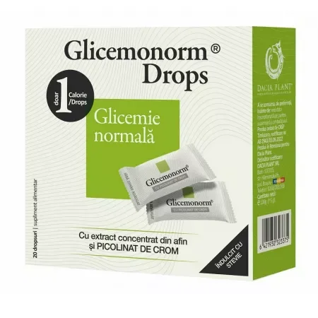 Glicemonorm Drops, 20 bucati, Dacia Plant