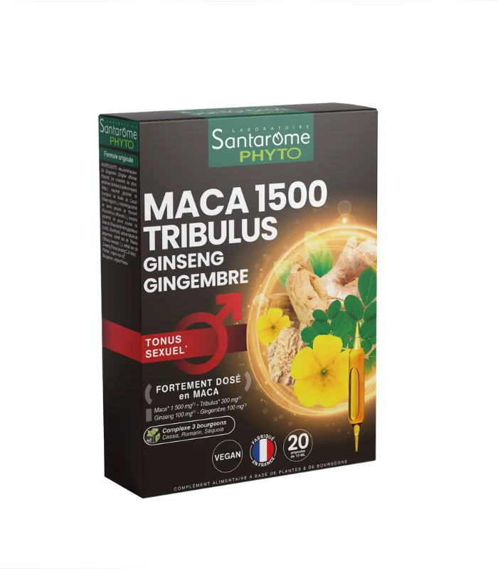 Maca 1500 tribulus ginseng ghimbir bio 20 fiole