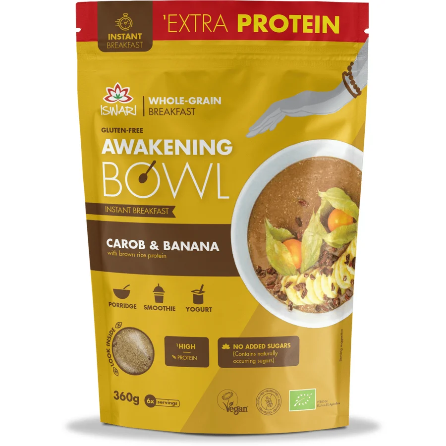 Mic dejun instant BIO cu proteine, carob si banane Iswari