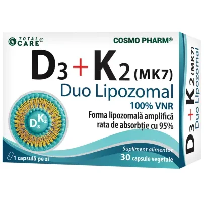 D3 + K2 (MK7) Duo lipozomal, 30 capsule, Cosmopharm