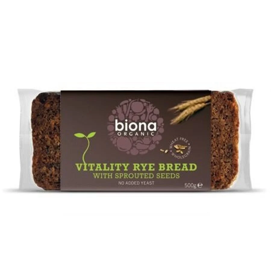 Paine integrala din secara Vitality, cu seminte germinate, bio, fara drojdie 500g