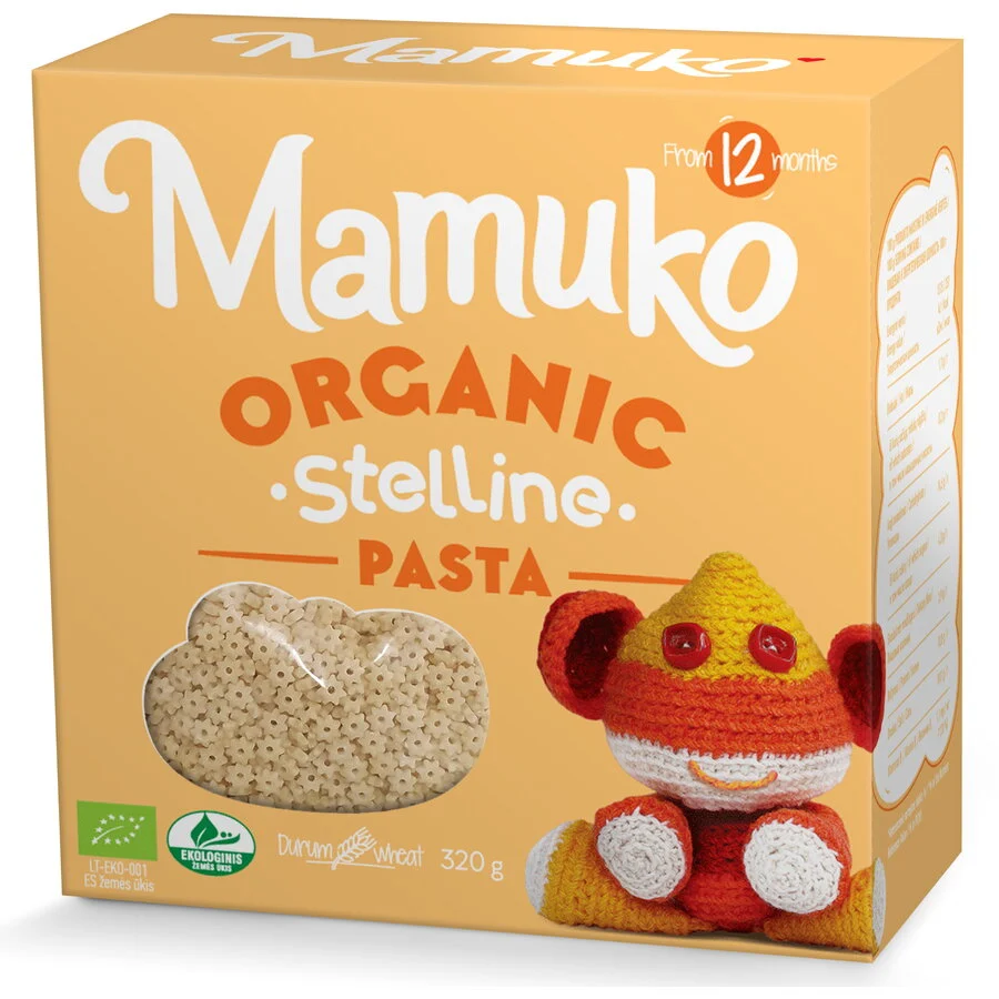 Paste forma de stelute, pentru copii, din grau dur bio 320g Mamuko