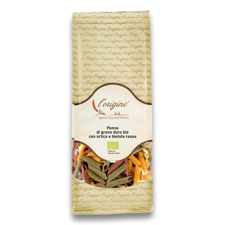 Paste penne BIO din grau dur, urzica si sfecla rosie L origine 500 gr
