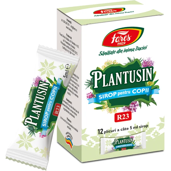Plantusin pentru copii, R23, sirop tuse (12 plicuri cate 5 ml sirop)