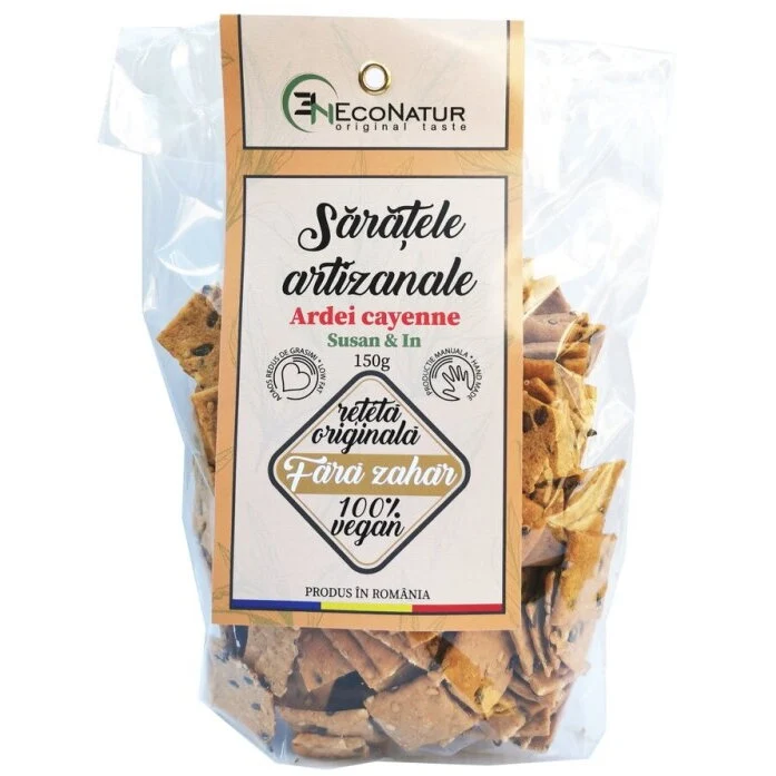 Saratele artizanale vegane, cu ardei cayenne 150g Econatur
