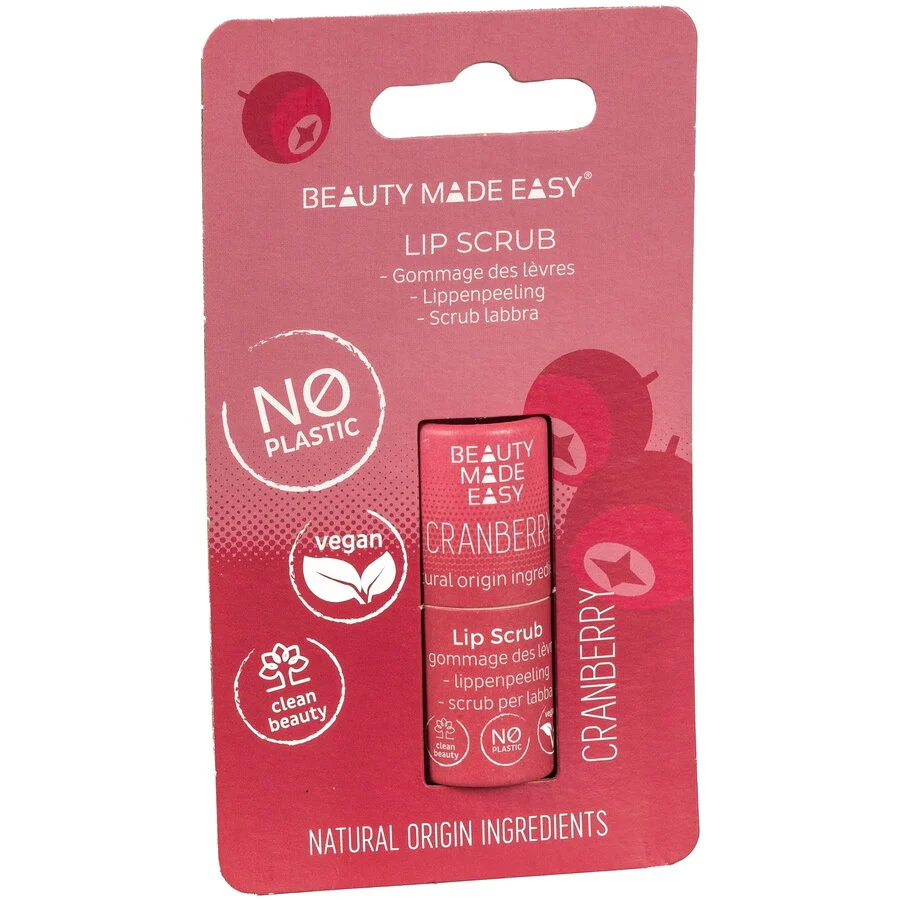 Scrub pentru buze vegan, zero plastic, Cranberry, 6g