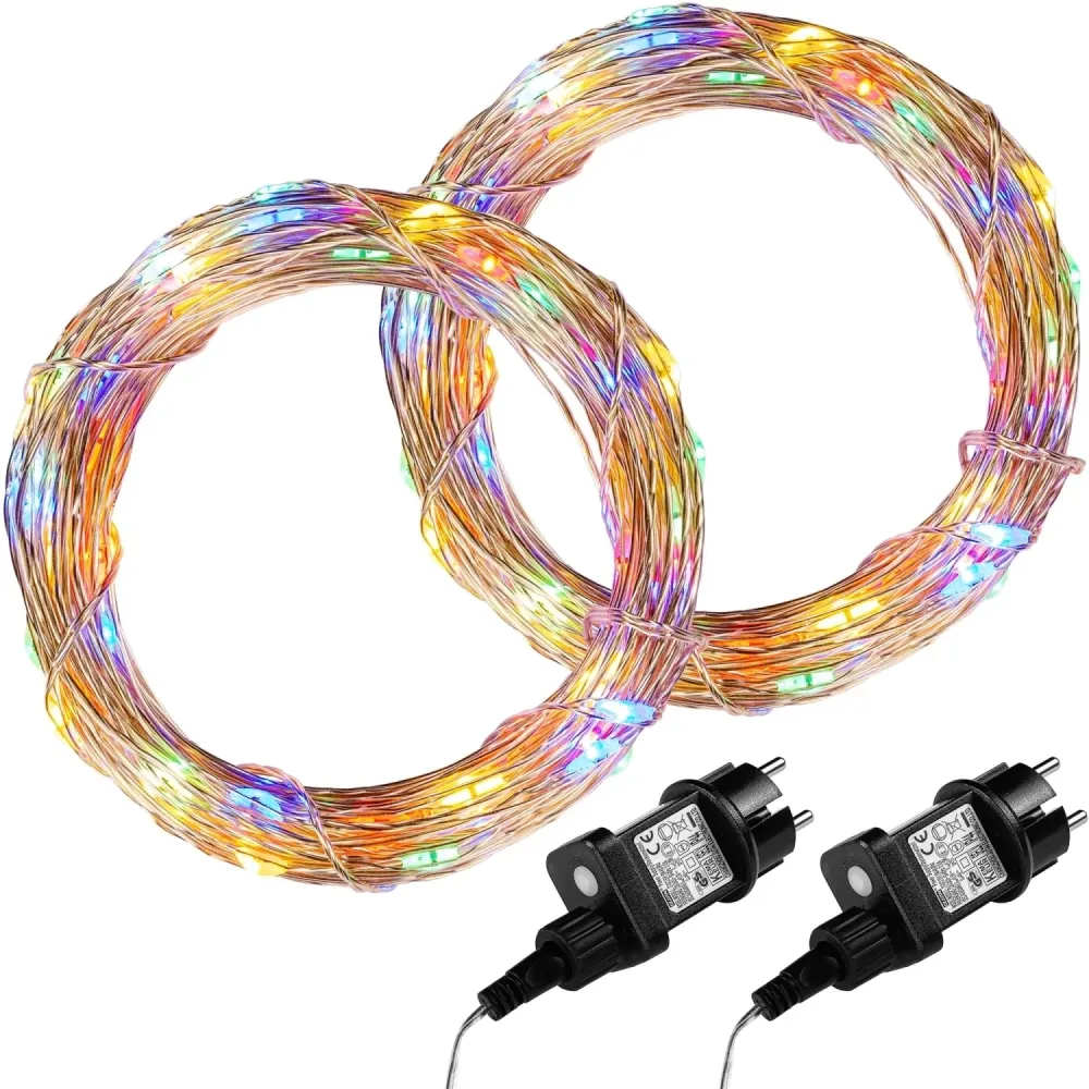 Set instalatie LED, 100 LED-uri, colorat, adaptor, VOLTRONIC®