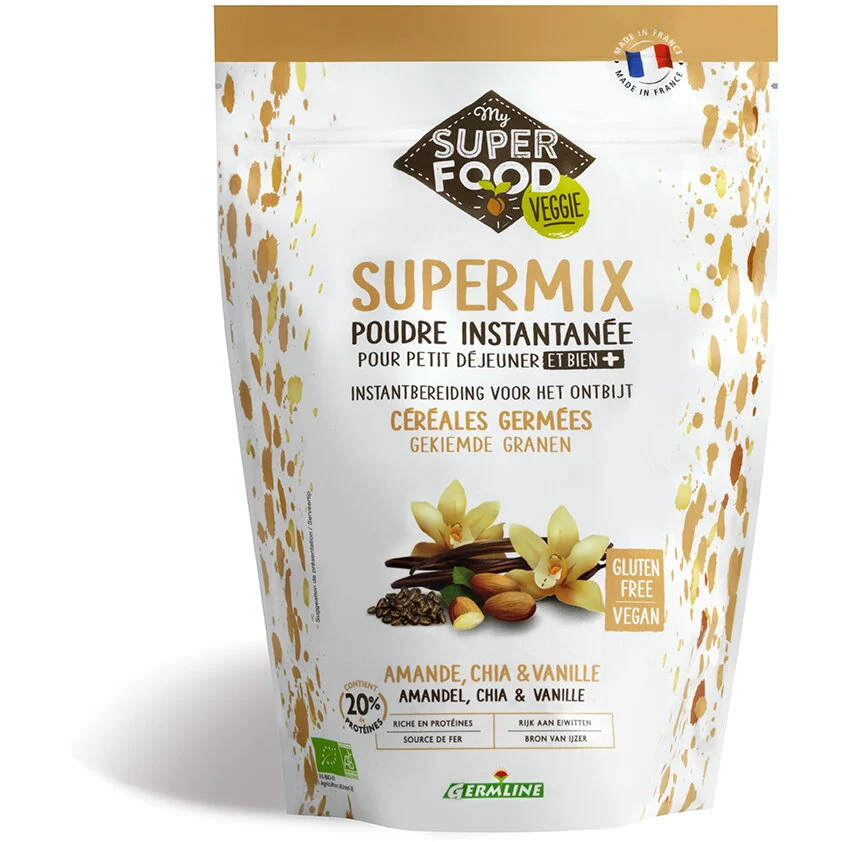 Supermix pentru micul dejun cu migdale, chia si vanilie bio 350g Germline