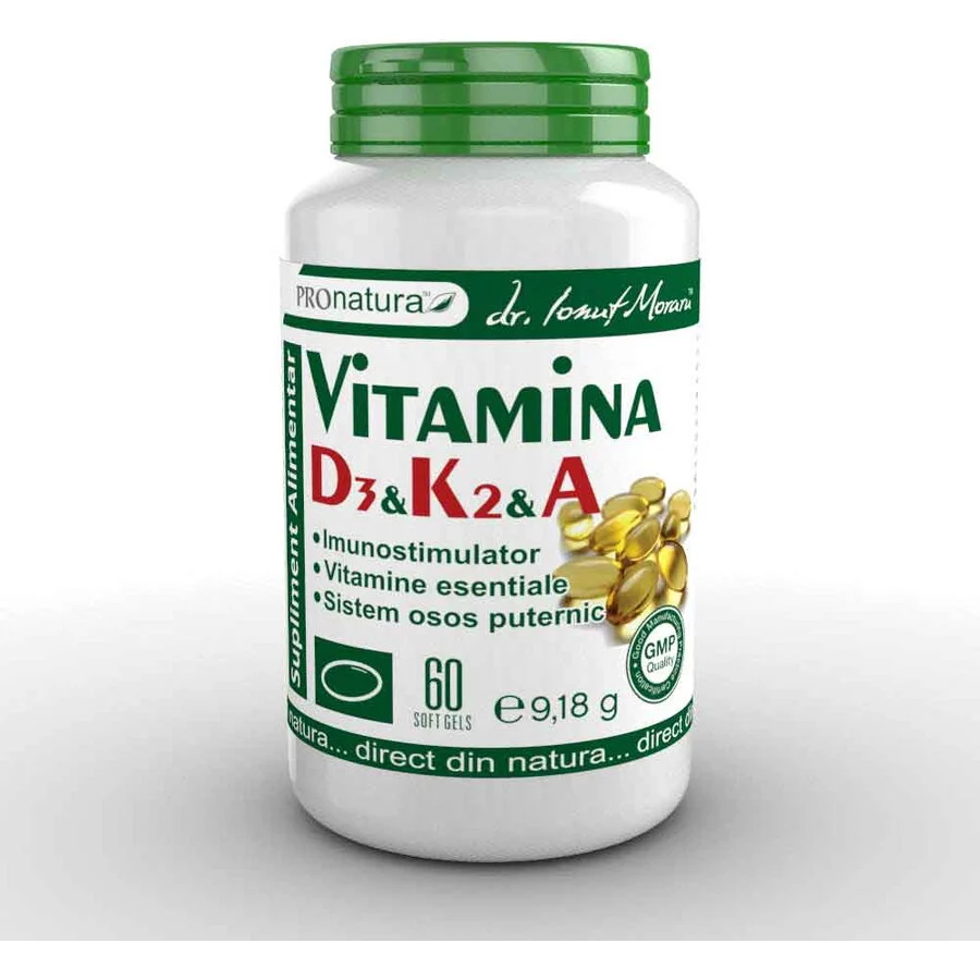 Vitamina D3 K2 , 60 capsule gelatinoase