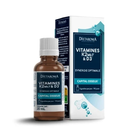 VITAMINA K2 și D3 flacon din sticla cu picurator, 20ml, sustine imunitatea si sistemul osos