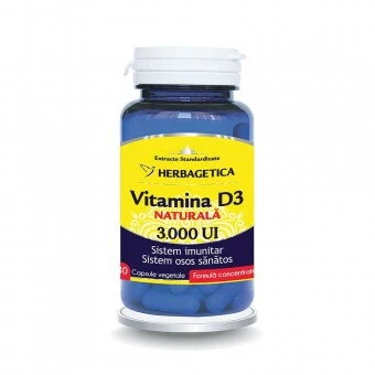 Vitamina D3 naturala 3000 UI 30 capsule