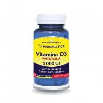 Vitamina D3 naturala 3000 UI - 60 capsule
