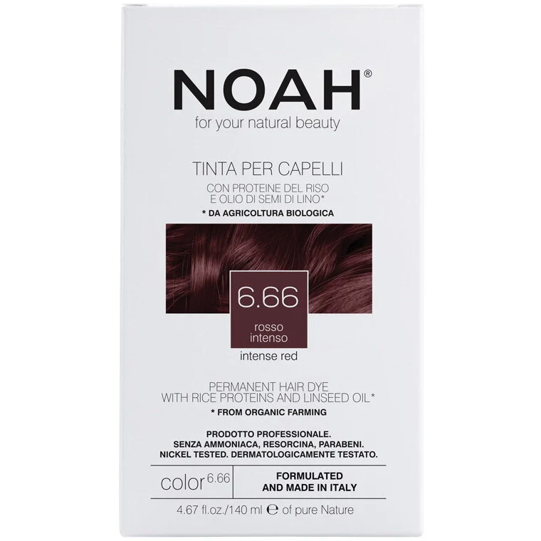 Vopsea de par naturala fara amoniac, Blond roscat inchis, 6.66, Noah, 140 ml