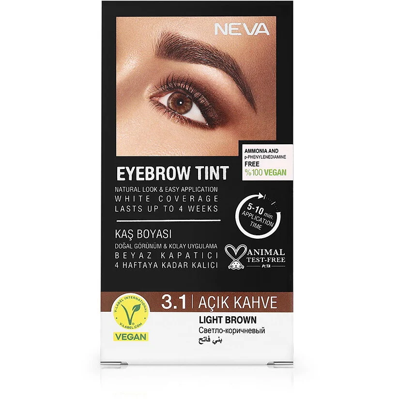 Vopsea permanenta pentru sprancene Saten Deschis, fara amoniac, 100% vegana, Neva, 30 ml