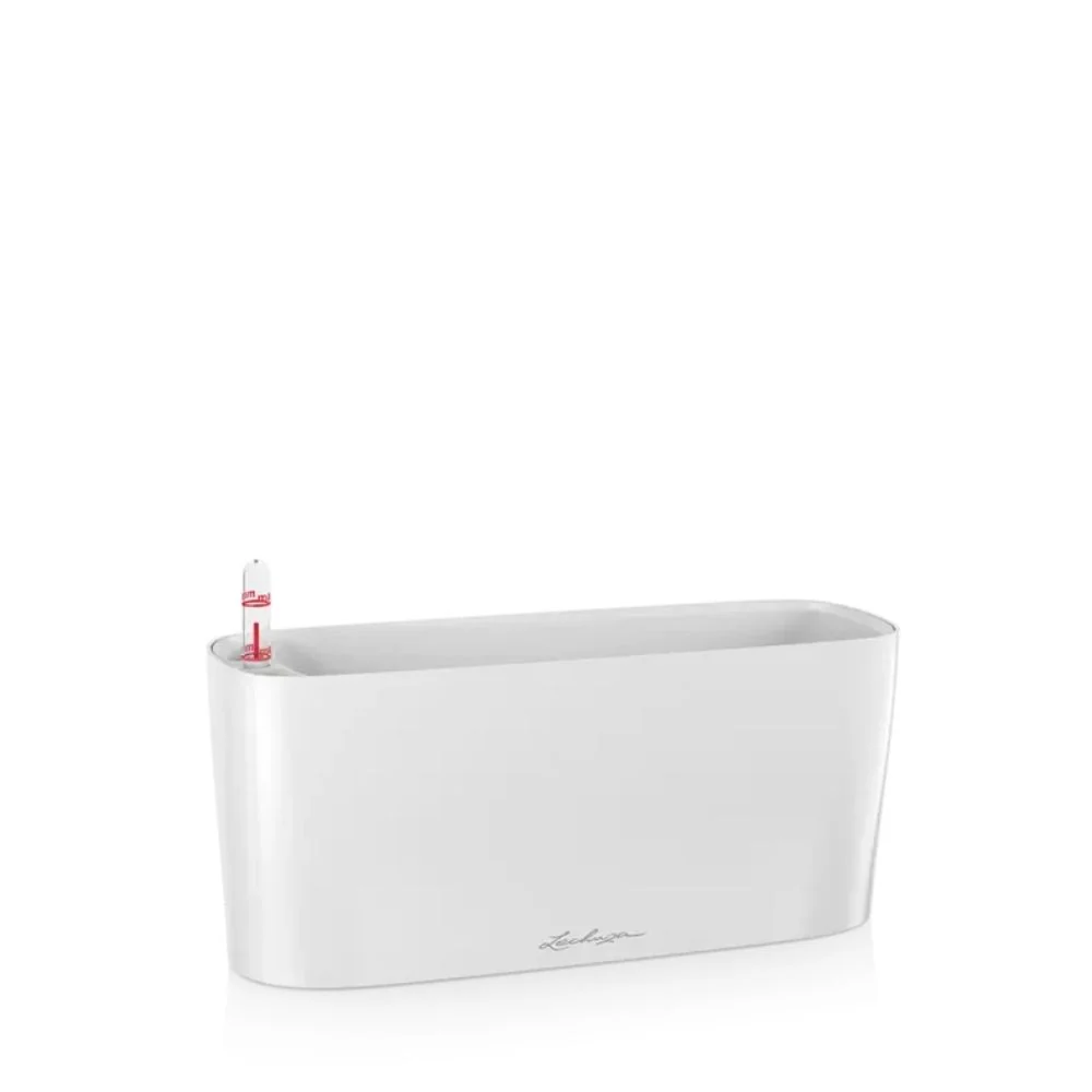 Ghiveci Auto-Irigant Lechuza Delta 10, 2 l, alb lucios, sistem de autoirigare, insert detasabil, strat de drenaj