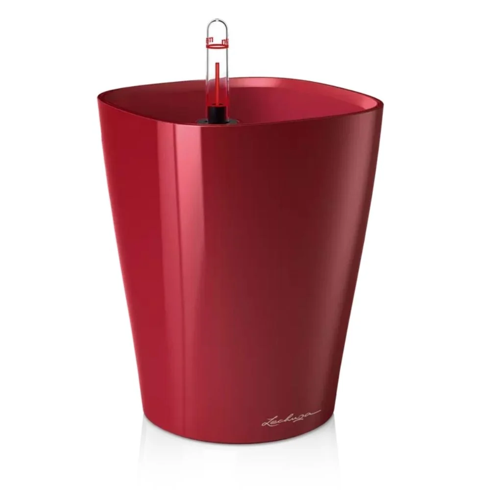 Ghiveci Auto-Irigant Lechuza Deltini 1,2 l, visiniu lucios, sistem de autoirigare, insert detasabil, strat de drenaj
