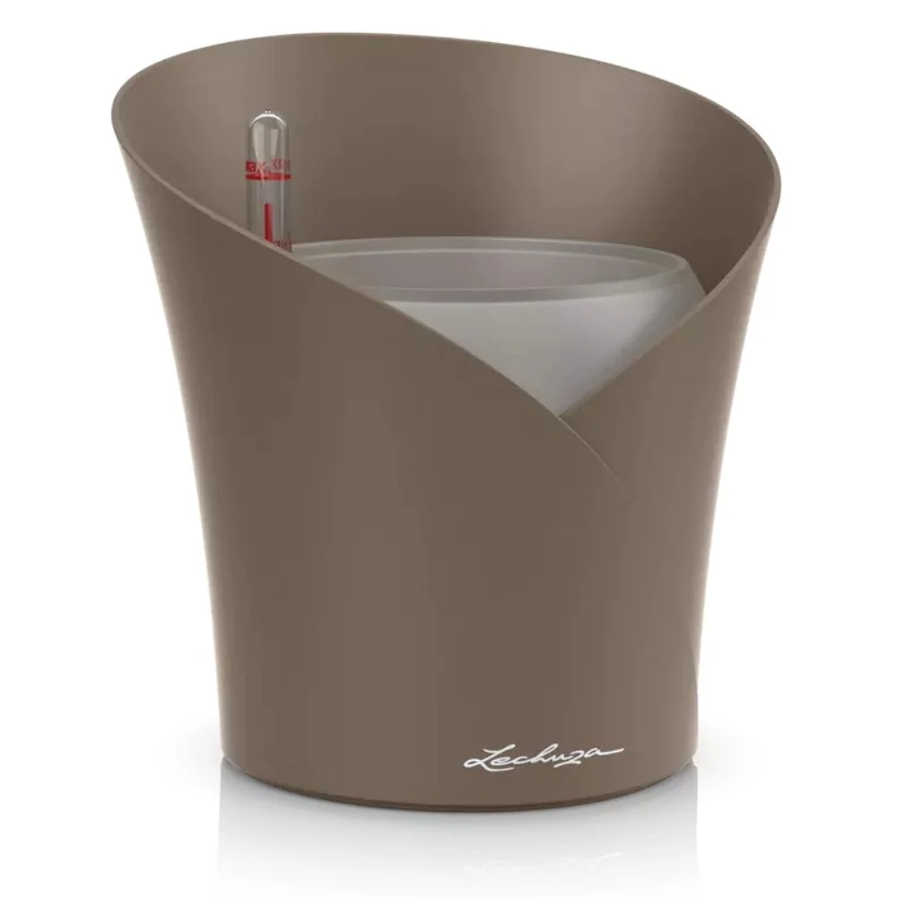 Ghiveci Auto-Irigant Lechuza Orchidea 1 l, Bej mat, pentru orhidee, sistem de autoirigare, insert detasabil, strat de drenaj