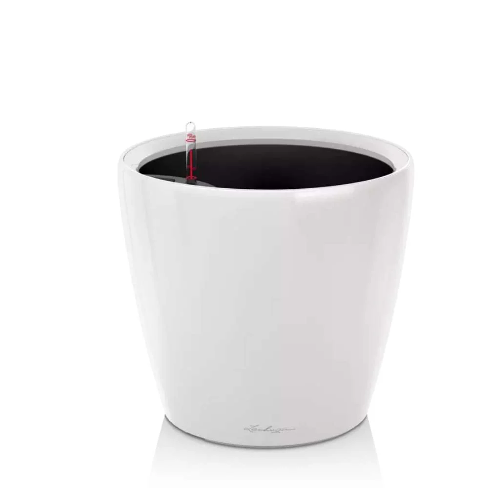 Ghiveci Auto-Irigant Lechuza Classico Premium 21 LS, 3 l, alb lucios, sistem de autoirigare, insert detasabil, strat de dr...