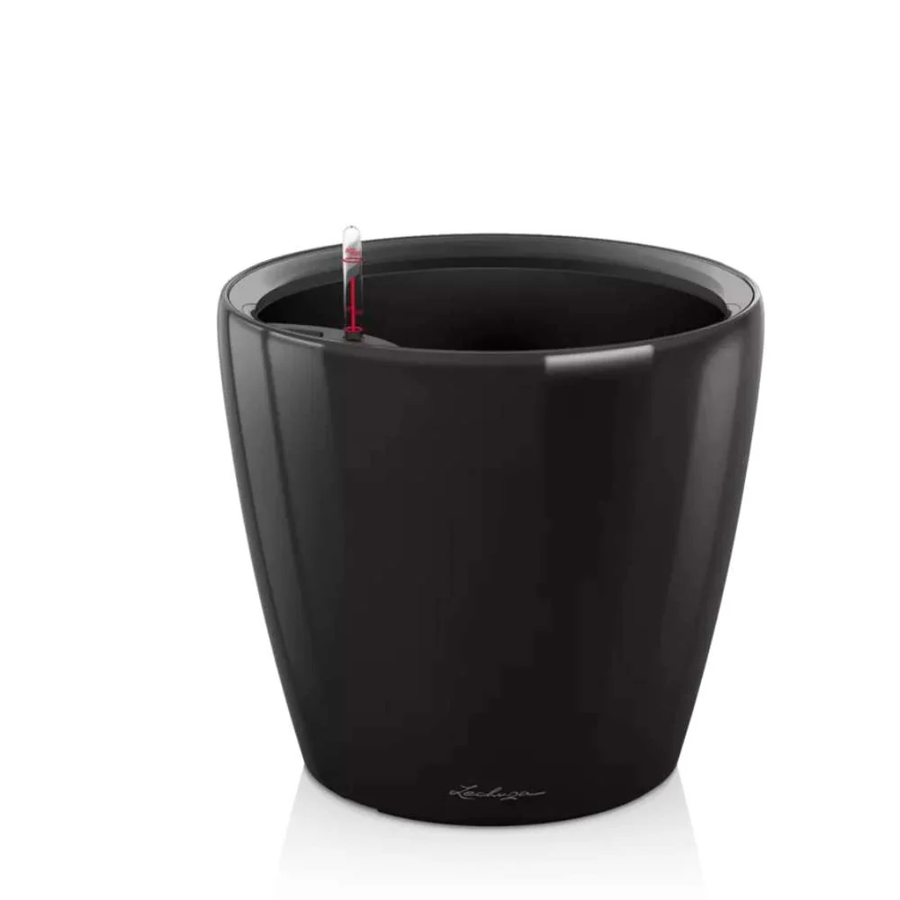 Ghiveci Auto-Irigant Lechuza Classico Premium 21 LS, 3 l, negru lucios, sistem de autoirigare, insert detasabil, strat de...