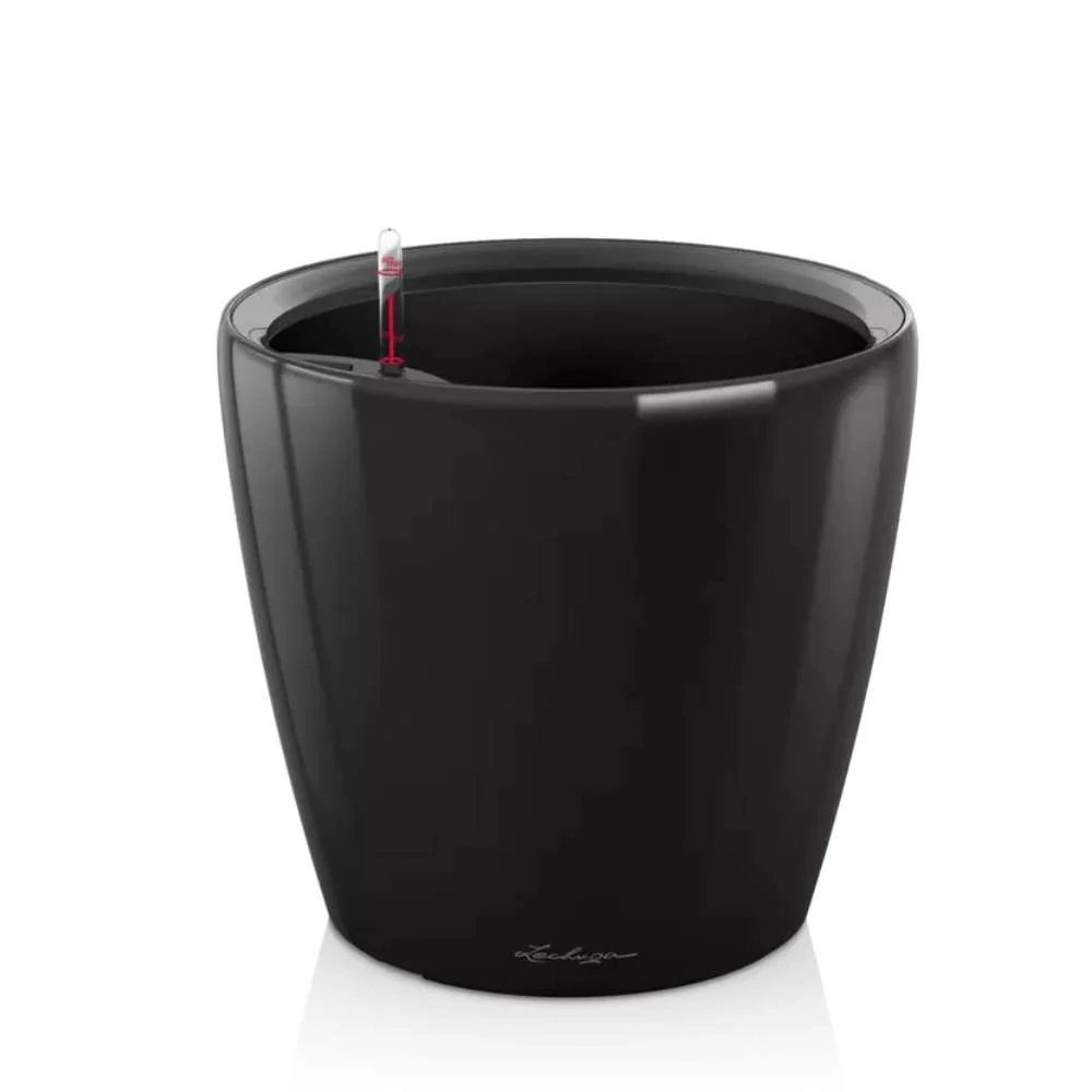 Ghiveci Auto-Irigant Lechuza Classico Premium 28 LS, 7 l, negru lucios, sistem de autoirigare, insert detasabil, strat de...