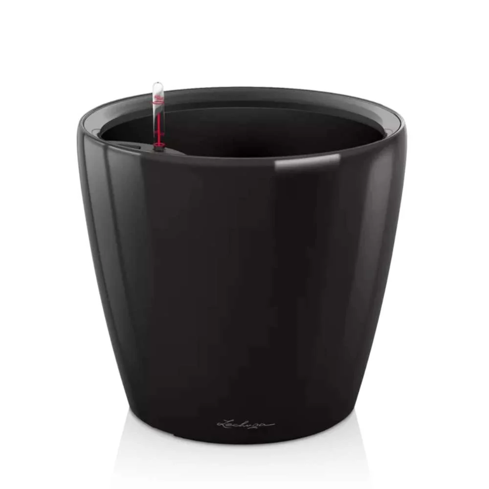 Ghiveci Auto-Irigant Lechuza Classico Premium 35 LS, 13 l, negru lucios, sistem de autoirigare, insert detasabil, strat de...