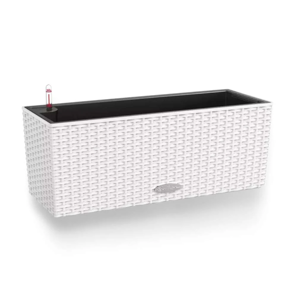 Ghiveci Auto-Irigant Lechuza Balconera Cottage 50, 8 l, efect de ratan alb, sistem de autoirigare, insert detasabil, strat...