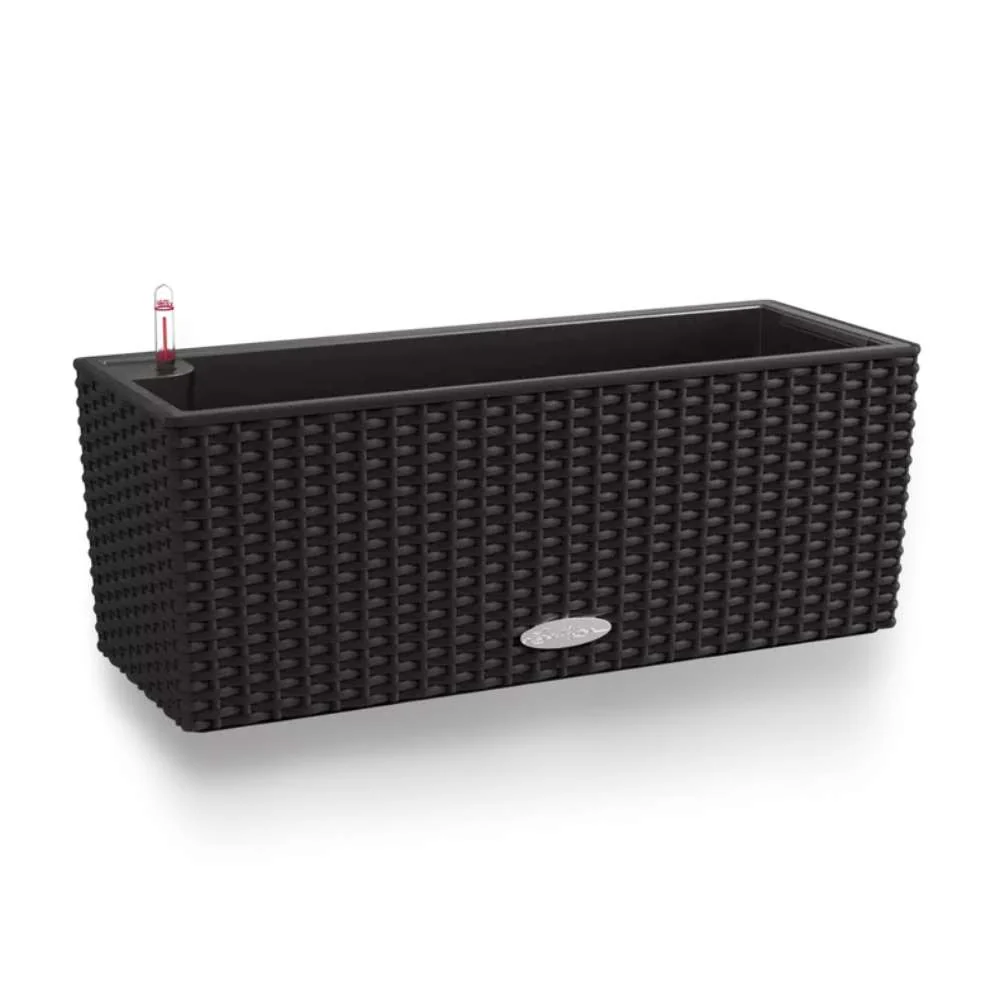 Ghiveci Auto-Irigant Lechuza Balconera Cottage 50, 8 l, efect de ratan negru, sistem de autoirigare, insert detasabil, str...